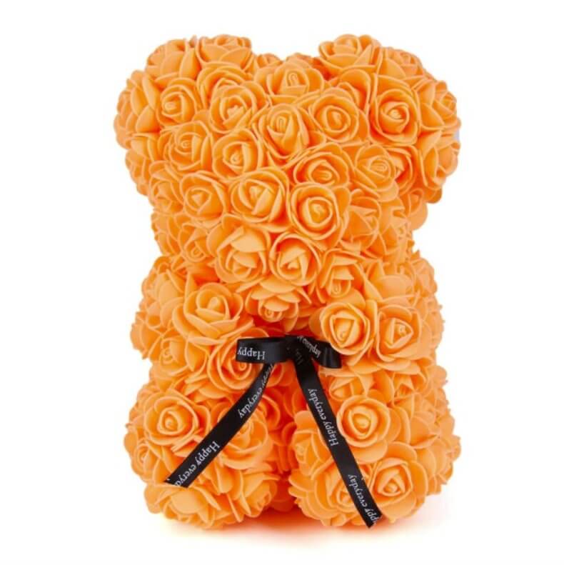 Luxury Everlasting Rose Teddy Bear with Gift Box - Orange