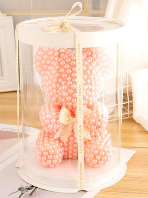 Luxury Everlasting Pearl Teddy Bear with Round Gift Box - PinkLuxury Everlasting Pearl Teddy Bear with Round Gift Box - Pink