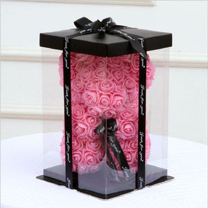 Luxury Everlasting pink Rose Teddy Bear with Gift Box