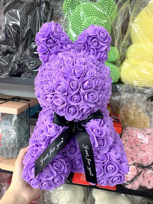 Luxury Everlasting Rose Bunny Rabbit with Gift Box - Purple