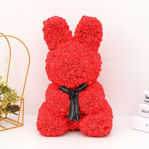 Luxury Everlasting Rose Bunny Rabbit with Gift Box - Red