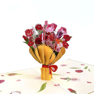 Handmade Luxury Gold Embossing Romantic Sweetheart Rose Bouquet 3D Valentine's Day Pop Up Greeting Card
