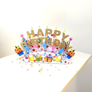 Luxury Gold Glitter Happy Birthday with Presents Pop Up Card