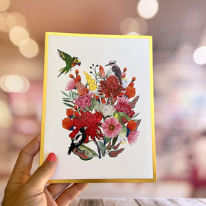 Luxury Australian Native Flower & Animal Origami Pop Up Greeting Card