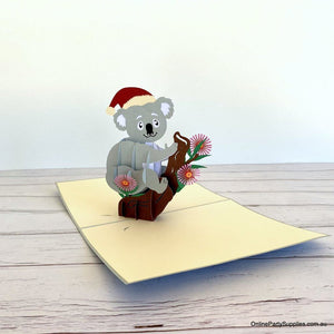 Handmade 3D Christmas Koala Bear Pop Up Card - Australian Native Animal Pop Up Cards