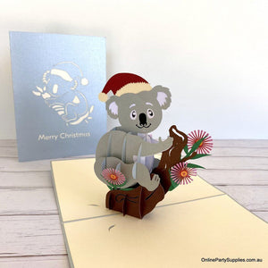 Handmade 3D Christmas Koala Bear Pop Up Card - Australian Native Animal Pop Up Cards