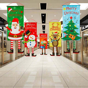 Merry Christmas Door Banner Hanging Ornament - Christmas and New Year Home Party Decorations