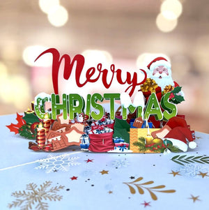 Merry Christmas Santa with Xmas Presents 3D Pop Up Card