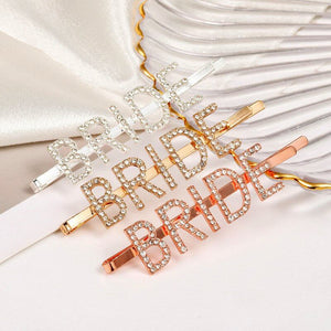 Sparkling Rhinestone BRIDE Hair Clip (Gold, Rose Gold or Silver) - Style 2