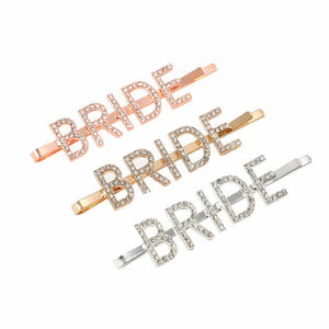 Sparkling Rhinestone BRIDE Hair Clip (Gold, Rose Gold or Silver) - Style 2