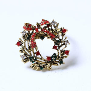 Metal Rhinestone Christmas Napkin Ring - Xmas Wreath