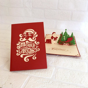 Handmade Santa Sleigh Xmas Present Sack Pop Up Card - Pop Up Christmas Cards