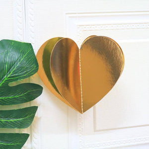 2m Metallic Gold 3D Love Heart Shape Paper Garland