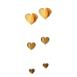 2m Metallic Gold 3D Love Heart Shape Paper Garland Wall Hanging Decorations
