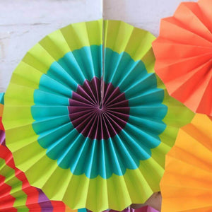 Mexican Fiesta Hanging Paper Fan Decorations 6pk