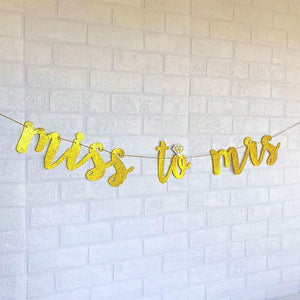 MISS TO MRS Gold Glitter Bachelorette Party Banner - Online Party Supplies