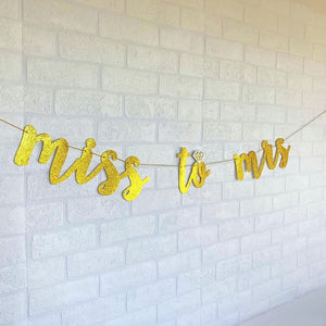 MISS TO MRS Gold Glitter Bachelorette Party Banner - Online Party Supplies