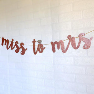 MISS TO MRS Rose Gold Glitter Bachelorette Party Banner - Online Party Supplies