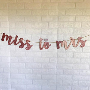MISS TO MRS Rose Gold Glitter Bachelorette Party Banner - Online Party Supplies