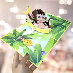 Cheeky Monkey Go Bananas 3D Pop Up Animal Card