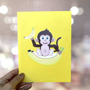 Cheeky Monkey Go Bananas 3D Pop Up Animal Card