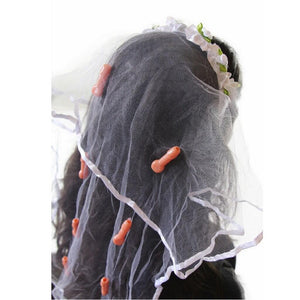 Naughty Hen Party Veil with mini penises for bachelorette celebrations
