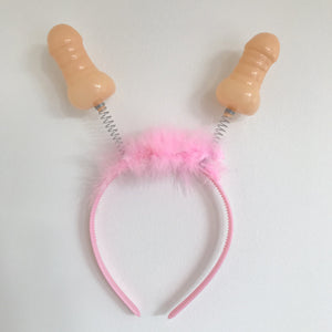 Naughty Hen Party Pink Penis with Fur Boppers Headband - Bachelorette Party Supplies - Online Party Supplies