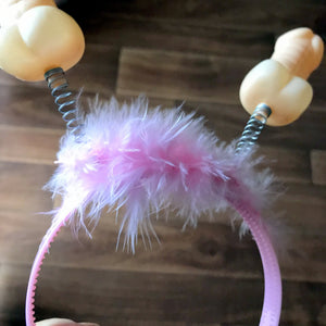 Naughty Hen Party Pink Penis with Fur Boppers Headband - Bachelorette Party Supplies - Online Party Supplies