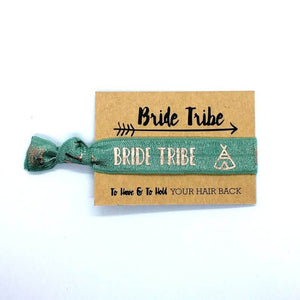 Rose Gold Print Olive Green Bride Tribe Hair Tie Bridal Wristband for Hen Bachelorette Party Bridesmaids gifts