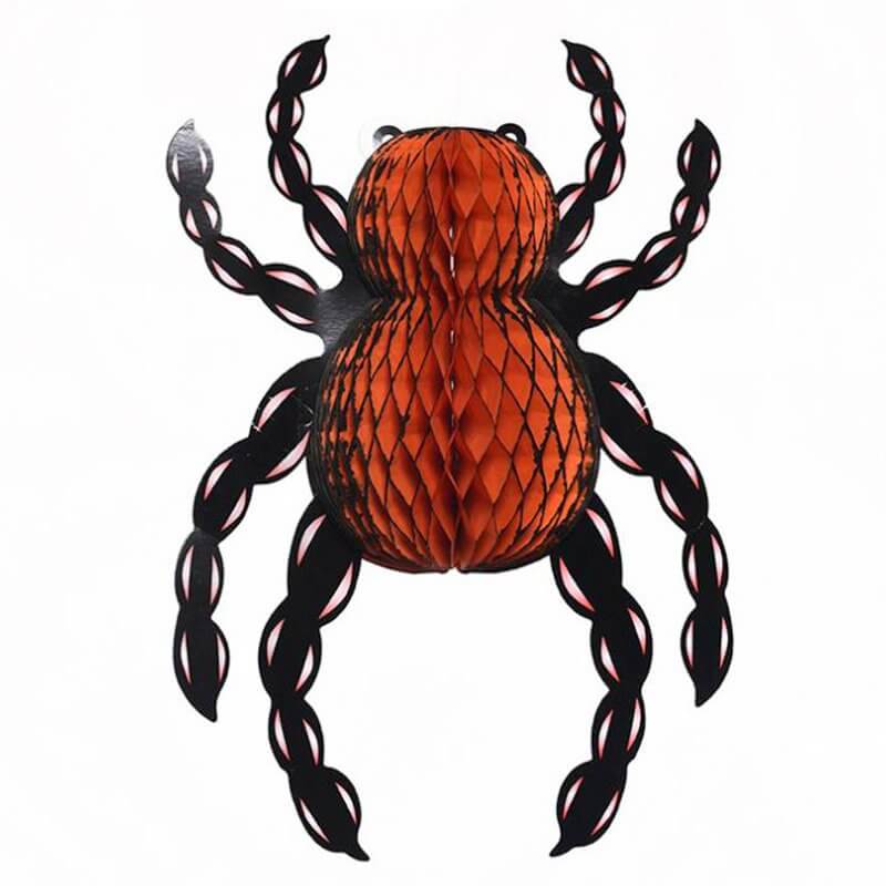 Black & Orange Spooky Halloween Spider Paper Honeycomb