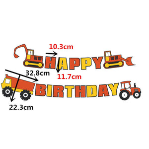 Orange Construction Themed Happy Birthday Paper Banner