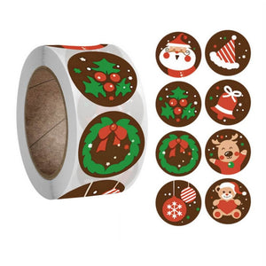 Style P - Round Christmas Stickers For Kids - Christmas Gift Packaging and Wrapping Supplies