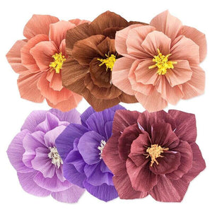 Orange Crepe Paper Peony Flower - 3 Sizes