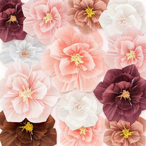 White Crepe Paper Flower Arrangements Wall Centrepiece Party Wedding Birthday Decorations