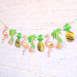 Tropical Flamingo Palm Tree Pineapple Paper Flag Garland