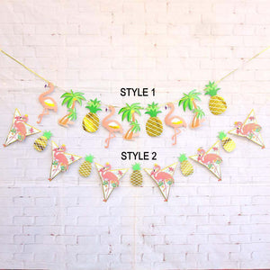 Tropical Flamingo Palm Tree Pineapple Paper Flag Garland