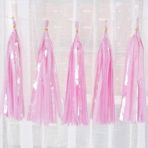 Online Party Supplies Iridescent Baby pink Tassel Garland (Pack of 5)