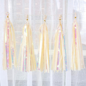 Online Party Supplies Iridescent Cream Ivory Tassel Garland (Pack of 5)