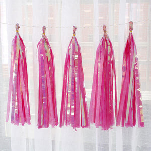 Online Party Supplies Iridescent Hot Pink Tassel Garland (Pack of 5)