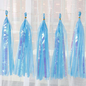 Online Party Supplies Iridescent Sky Blue Tassel Garland (Pack of 5)