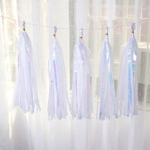 Online Party Supplies Iridescent White Tassel Garland (Pack of 5)