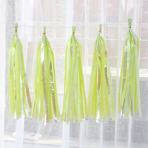 Online Party Supplies Iridescent Lime Green Tassel Garland (Pack of 5)