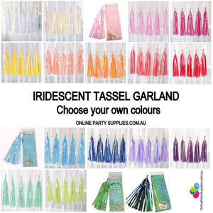 Online Party Supplies Multicoloured Iridescent Tassel Garland (Pack of 5) choose your own colours