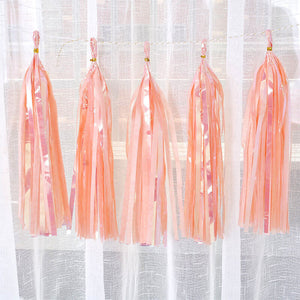Online Party Supplies Iridescent Peach Tassel Garland (Pack of 5)
