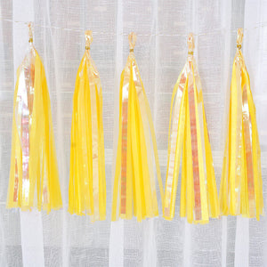 Online Party Supplies Iridescent Yellow Tassel Garland (Pack of 5)