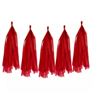 paper red Tissue Tassel Garlands - Online Party Supplies
