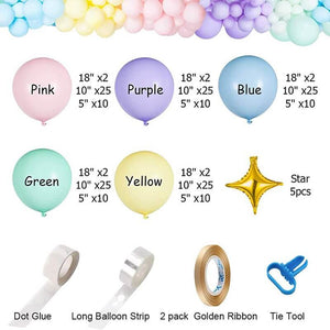 195pcs Balloon Garland DIY Kit - Pastel Rainbow with Gold Stars - #28