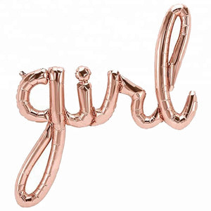 Online Party Supplies Australia Rose Gold 'Girl' Script Baby Shower Foil Balloon Banner