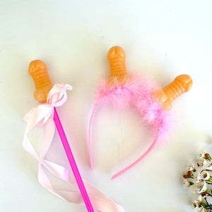 Naughty and Sexy Hen Party Nude Penis Wand and Fur Boppers Headband