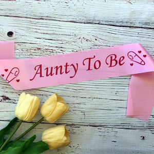 Online Party Supplies Pink Aunty To Be Baby Shower Satin Sash One size fits most
